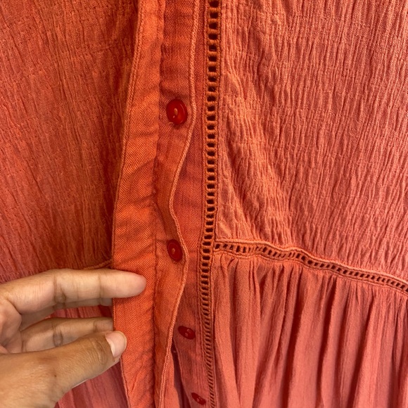 Anthropologie Orange Button Down Shirt - Picture 4 of 6